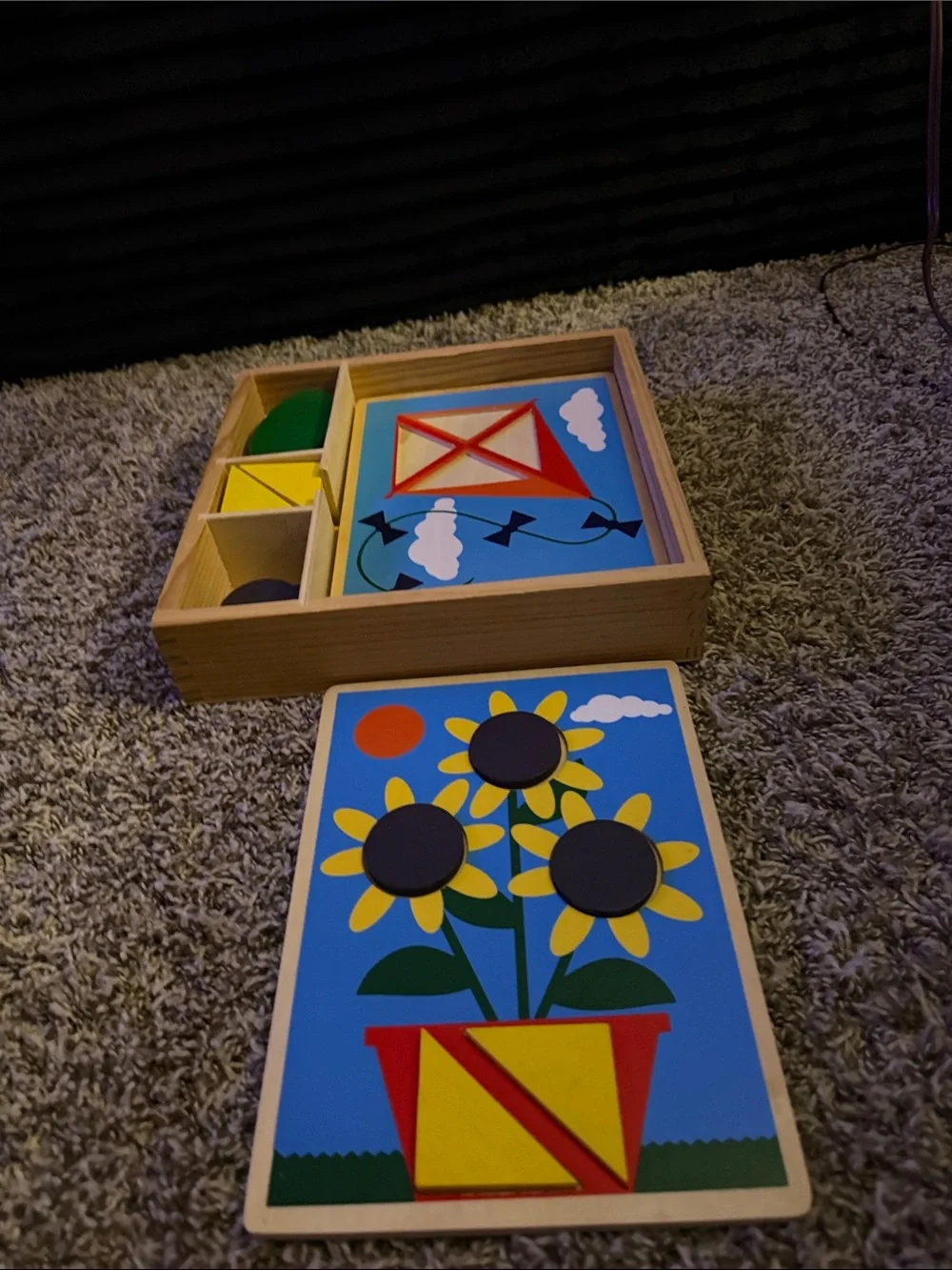 Wooden Puzzle Activity Board - Blue & Yellow